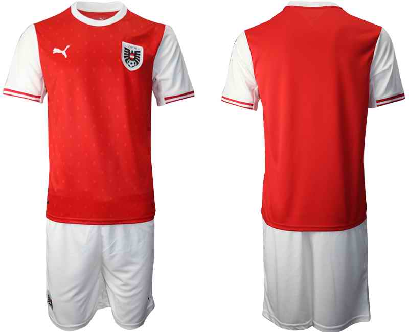 Men's Austria National Team Custom Red Home Soccer Jersey Suit