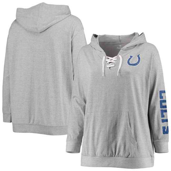 Women's Indianapolis Colts Heathered Gray  Lace-Up Pullover Hoodie