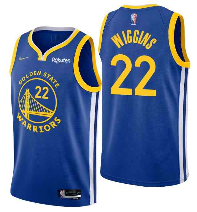Men's Golden State Warriors #22 Andrew Wiggins 2022 Royal 75th Anniversary Stitched Jersey
