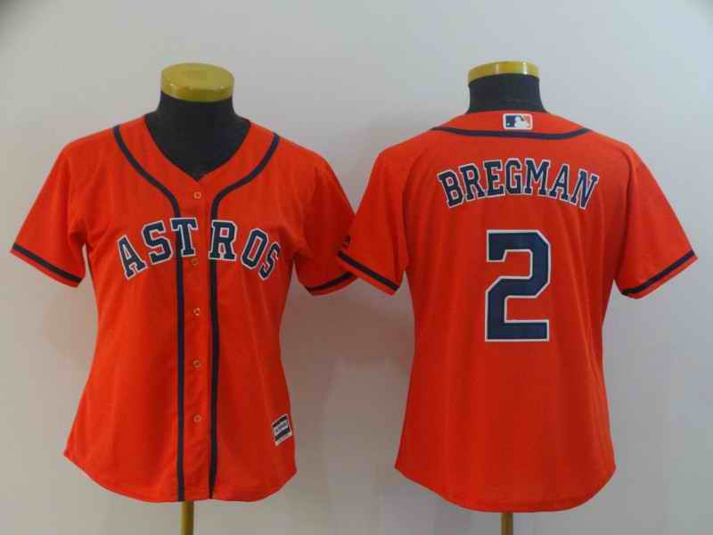 Women's Houston Astros #2 Alex Bregman Orange Cool Base Stitched MLB Jersey
