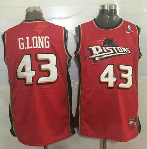 Pistons #43 Grant Long Red Nike Throwback Stitched NBA Jersey