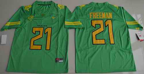 Ducks #21 Royce Freeman Apple Green Electric Lightning Limited Stitched NCAA Jersey