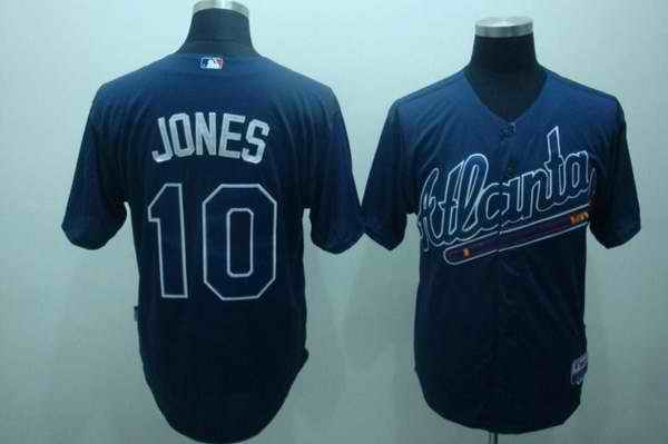 Braves #10 Chipper Jones Blue Practise Stitched MLB Jersey