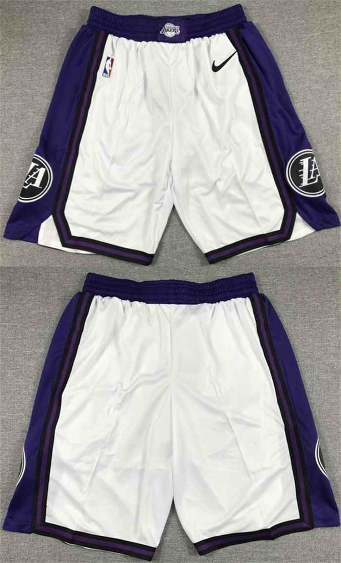 Men's Los Angeles Lakers White/Purple Shorts (Run Small)