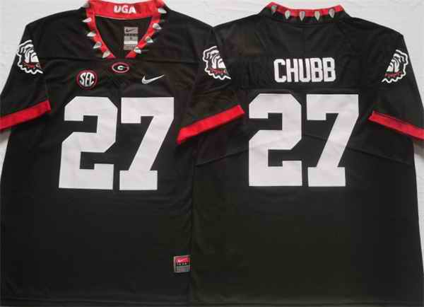 Men's Georgia Bulldogs #27 CHUBB Black College Football Stitched Jersey