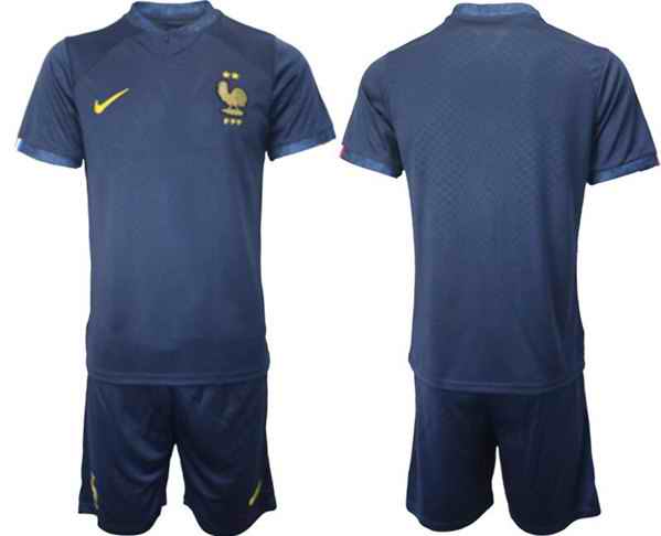 Men's France Blank Navy Home Soccer Jersey Suit