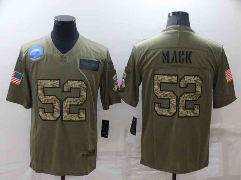 Men's Los Angeles Chargers #52 Khalil Mack Olive/Camo Salute To Service Limited Stitched Jersey