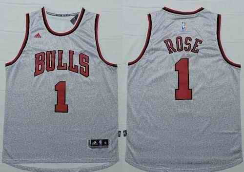 Revolution 30 Bulls #1 Derrick Rose Grey Stitched NBA Jersey