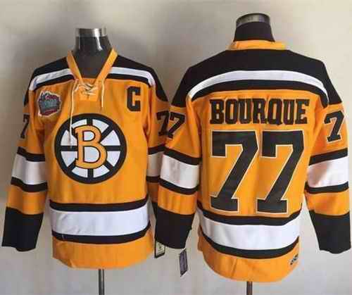 Bruins #77 Ray Bourque Yellow Winter Classic CCM Throwback Stitched NHL Jersey