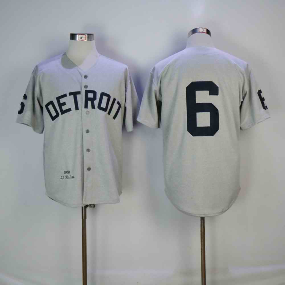 Men's Detriot Tigers #6 Al Kaline Gray 1968 Mitchell & Ness Stitched MLB Jersey