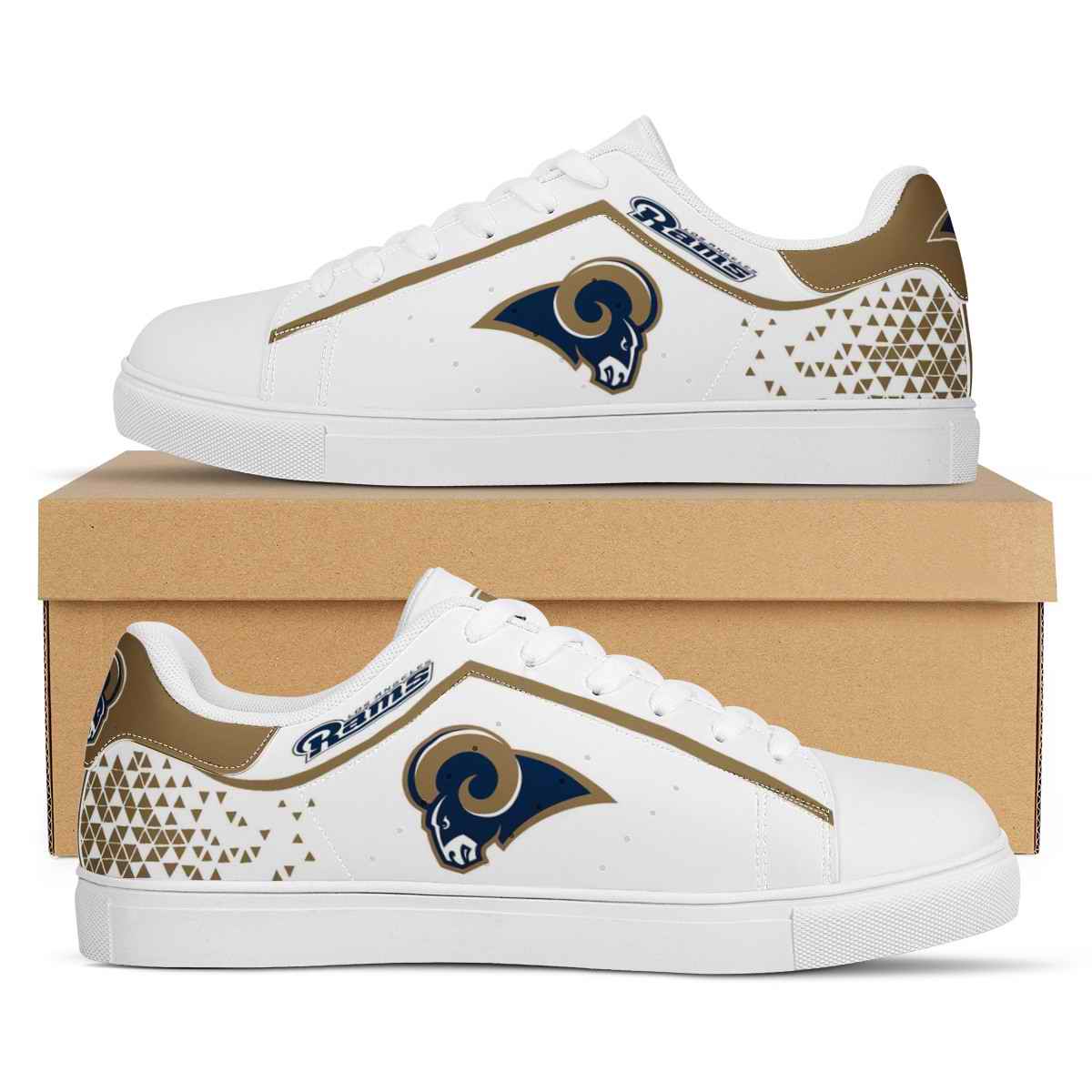 Women's Los Angeles Rams Low Top Leather Sneakers 002