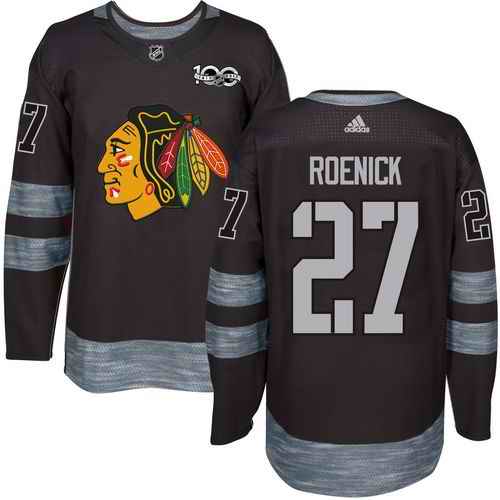 Blackhawks #27 Jeremy Roenick Black 1917-2017 100th Anniversary Stitched NHL Jersey