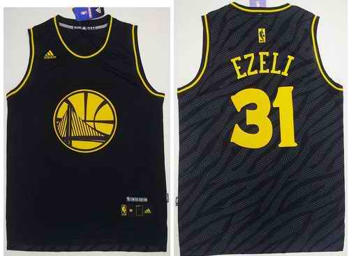Warriors #31 Festus Ezeli Black Precious Metals Fashion Stitched NBA Jersey