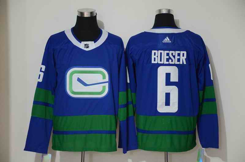 Men's Vancouver Canucks #6 Brock Boeser Blue Stitched NHL Jersey