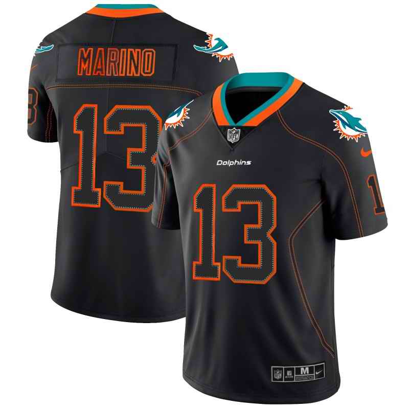 Men's Miami Dolphins #13 Dan Marino Black 2018 Lights Out Color Rush NFL Limited Stitched   Jersey