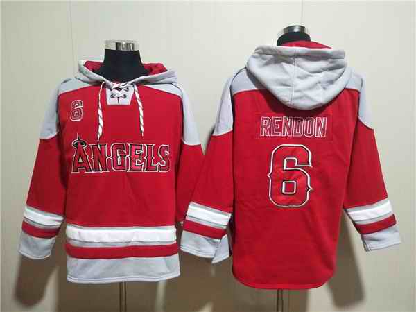 Men's Los Angeles Angels #6 Anthony Rendon Red Ageless Must-Have Lace-Up Pullover Hoodie