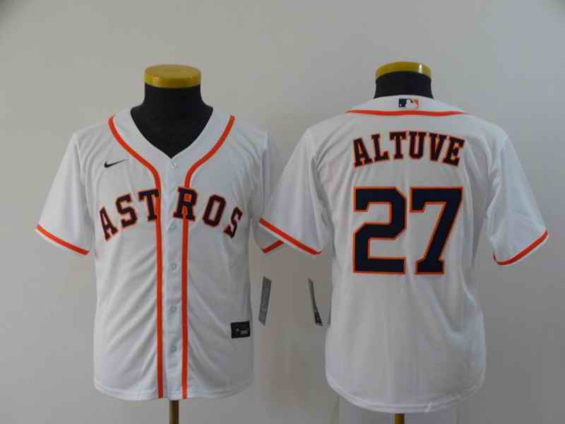 Youth Houston Astros #27 Jose Altuve White Cool Base Stitched MLB Jersey