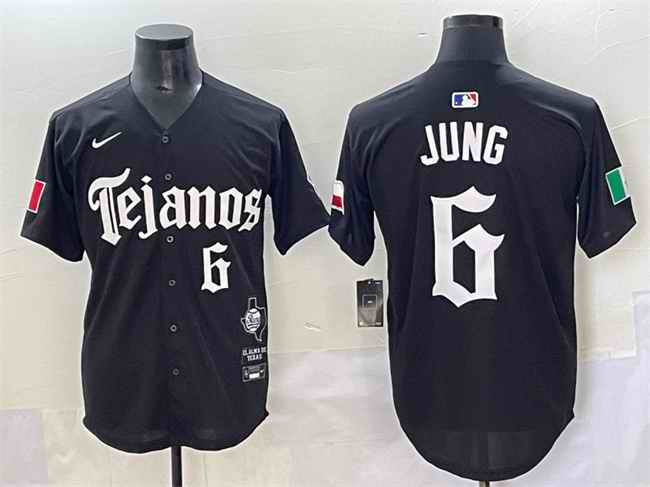 Men's Texas Rangers #6 Josh Jung Black Mexico 2025 Vapor Premier Limited Stitched Baseball Jersey