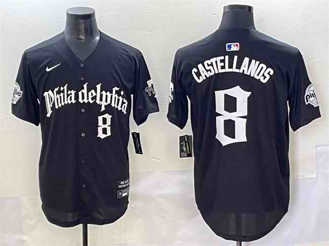 Men's Philadelphia Phillies #8 Nick Castellanos Black Gothic Vapor Limited Stitched Jersey