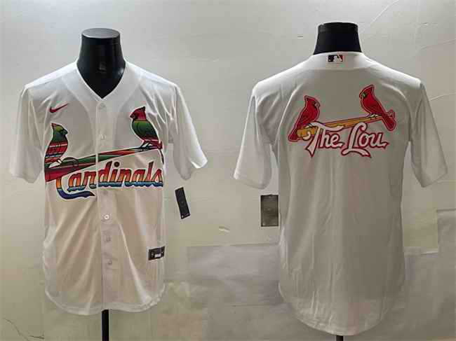 Men's St. Louis Cardinals Team Big Logo White Cool Base Stitched Baseball Jersey
