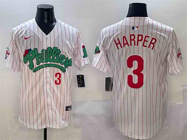 Men's Philadelphia Phillies #3 Bryce Harper White Phanatic Limited Stitched Jersey