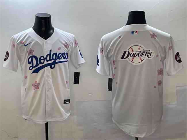 Men's Los Angeles Dodgers Team Big Logo White 2025 Tokyo Series Limited Stitched Baseball Jersey
