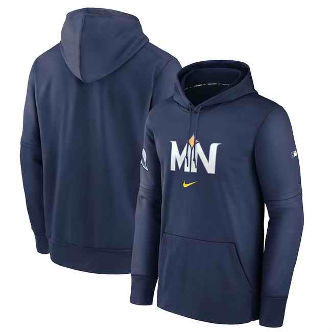Men's Minnesota Twins Navy 2024 City Connect Collection Practice Performance Pullover Hoodie