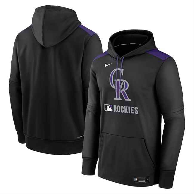 Men's Colorado Rockies Black Collection Performance Pullover Hoodie