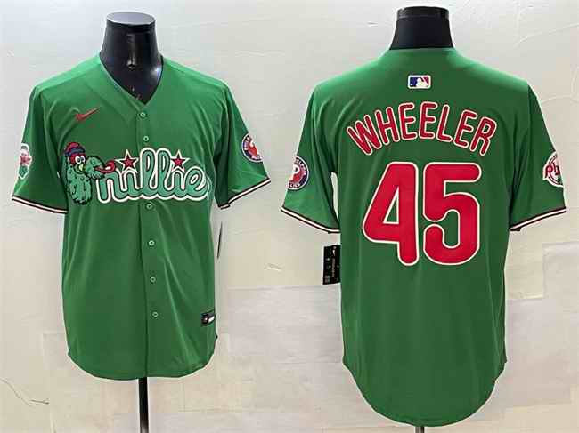 Men's Philadelphia Phillies #45 Zack Wheeler Green Phanatic Limited Stitched Jersey