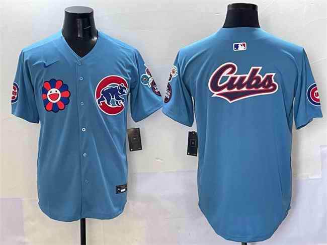 Men's Chicago Cubs Team Big Logo Blue 2025 Tokyo Series 2nd Alternate Limited Stitched Baseball Jersey
