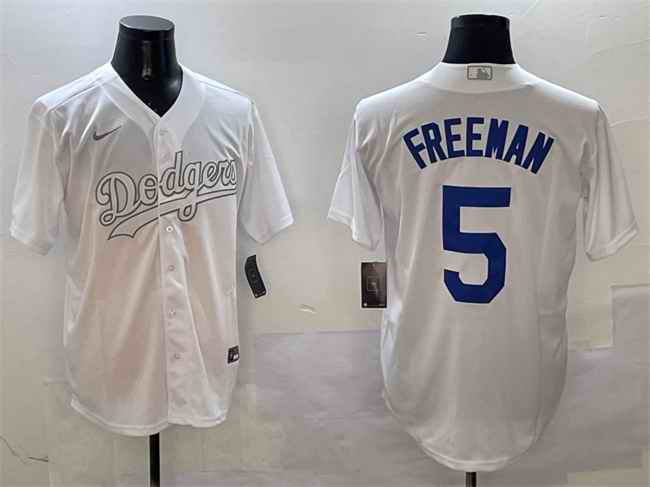 Men's Los Angeles Dodgers #5 Freddie Freeman White Fashion Cool Base Stitched Baseball Jersey