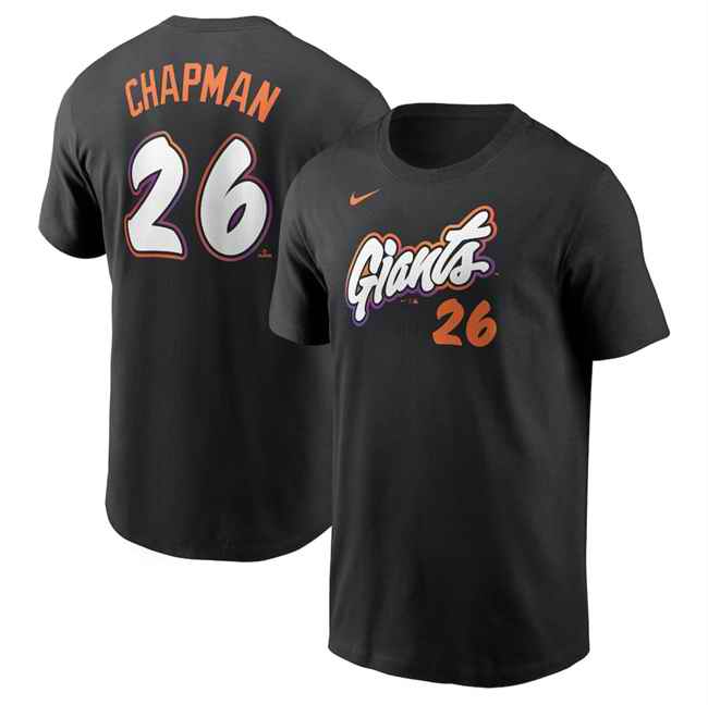 Men's San Francisco Giants #26 Matt Chapman Anthracite 2025 City Connect Fuse Name & Number T-Shirt