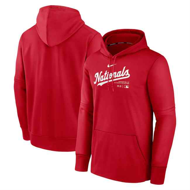 Men's Washington Nationals Red Collection Practice Performance Pullover Hoodie