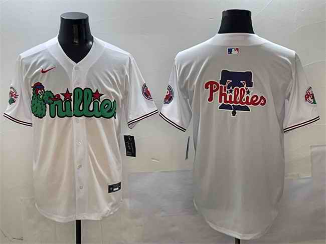Men's Philadelphia Phillies Team Big Logo White Phanatic Limited Stitched Jersey