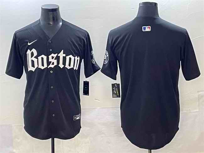 Men's Boston Red Sox Blank Black Gothic Vapor Limited Stitched Baseball Jersey