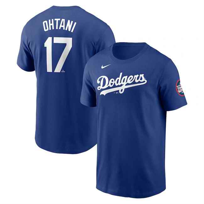 Men's Los Angeles Dodgers #17 Shohei Ohtani Royal 2025 Gold Collection Name & Number T-Shirt