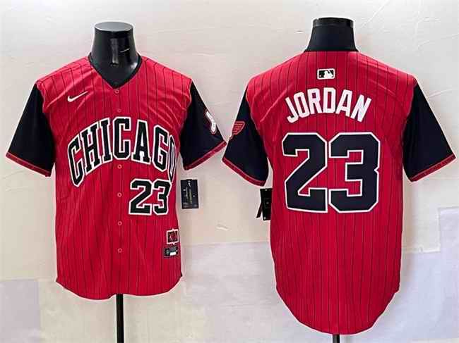 Men's Chicago White Sox #23 Michael Jordan Red/Black 2025 City Connect Limited Stitched Baseball Jersey