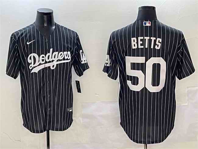 Men's Los Angeles Dodgers #50 Mookie Betts Black Cool Base Stitched Baseball Jersey