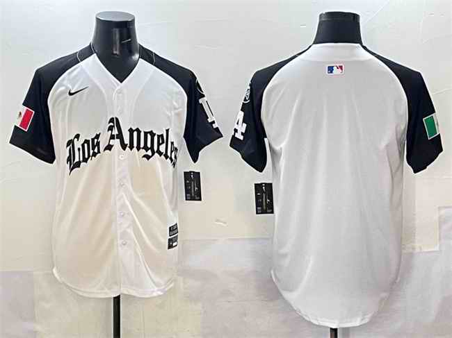 Men's Los Angeles Dodgers Blank White/Black Mexico 2025 LA Gothic Style With Fernando Patch Vapor Premier Limited Stitched Baseball Jersey