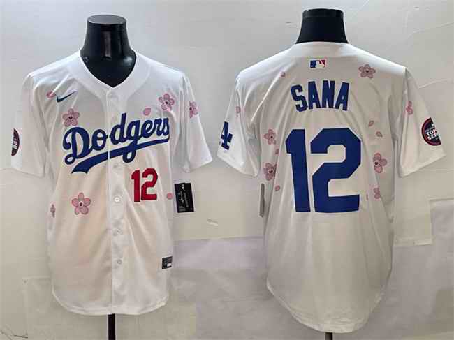 Men's Los Angeles Dodgers #12 Sana White 2025 Tokyo Series Limited Stitched Baseball Jersey