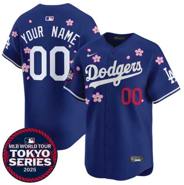 Men's Los Angeles Dodgers Active Player Custom Royal 2025 Tokyo Series Limited Stitched Baseball Jersey