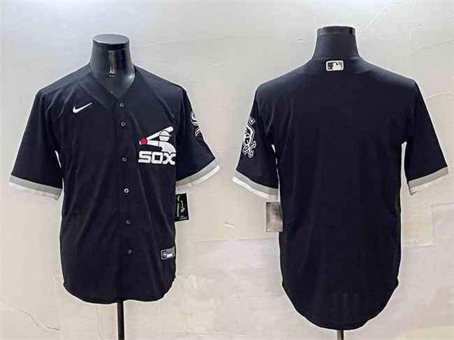 Men's Chicago White Sox Blank Black Cool Base Stitched Jersey