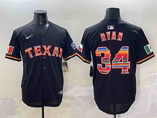 Men's Texas Rangers #34 Nolan Ryan Black Mexico Limited Stitched Baseball Jersey