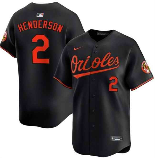 Men's Baltimore Orioles #2 Gunnar Henderson Black Alternate Limited Stitched Baseball Jersey