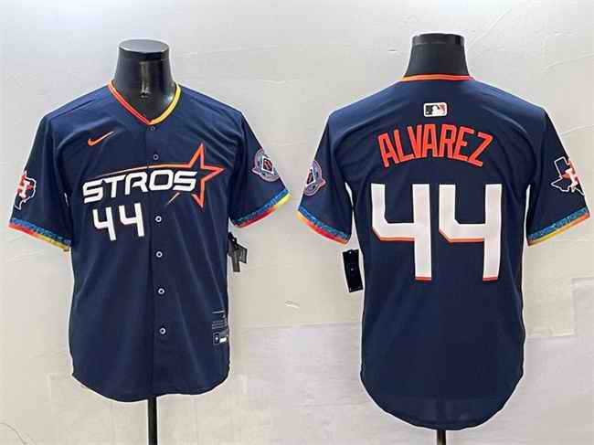 Men's Houston Astros #44 Yordan Alvarez Navy 2025 City Connect With Texas Patch Limited Stitched Baseball Jersey