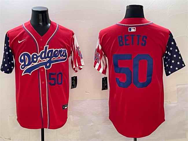 Men's Los Angeles Dodgers #50 Mookie Betts Red American Style Limited Stitched Baseball Jersey