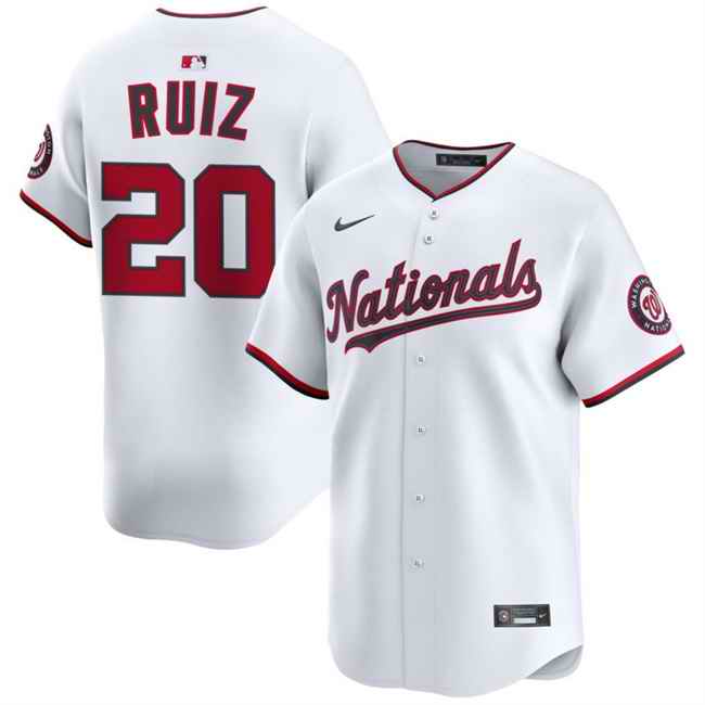 Men's Washington Nationals #20 Keibert Ruiz White 2025 Home Limited  Stitched Baseball Jersey