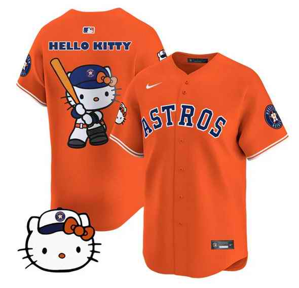 Men's Houston Astros Orange Hello Kitty Limited Stitched Baseball Jersey
