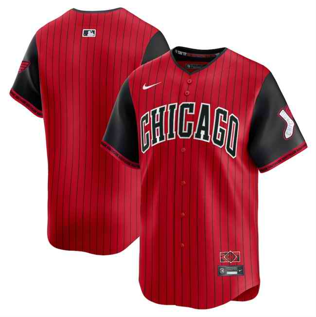 Men's Chicago White Sox Blank Red/Black 2025 City Connect Limited Stitched Baseball Jersey