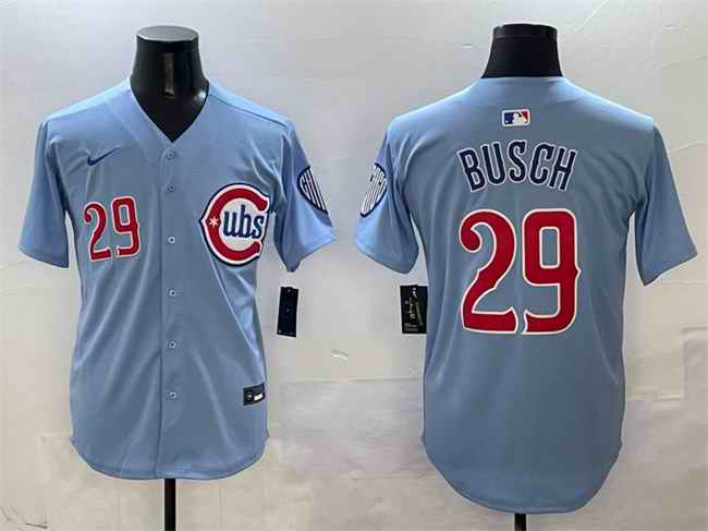 Men's Chicago Cubs #29 Michael Busch Blue 2024/25 2nd Alternate Limited Stitched Baseball Jersey